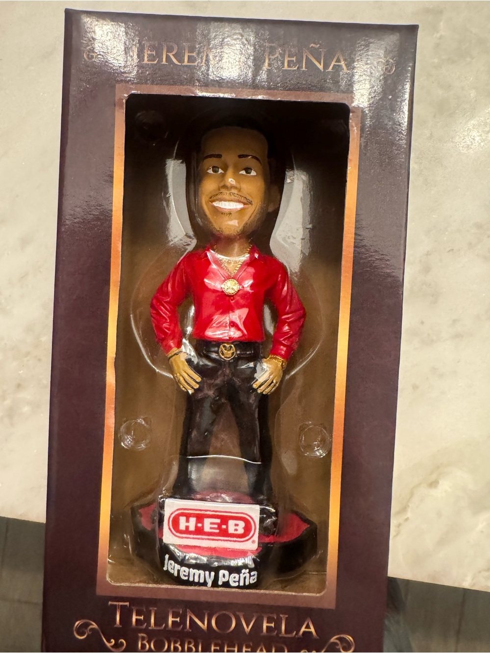 Telenovela Jeremy Peña Red Shirt Bobblehead - H-E-B Edition